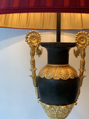 Paire de lampes Carcel en forme de vases d'époque Restauration - Luminaires Style Restauration - Charles X