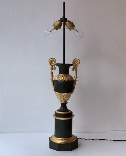 XIXe siècle - Paire de lampes Carcel en forme de vases d'époque Restauration