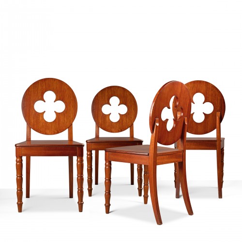 A set of four mahogany gothic revival chairs by 1820