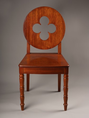 Antiquités - A set of four mahogany gothic revival chairs by 1820
