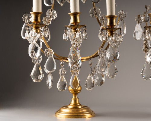 A pair of gilt-bronze and cut-crystal three-light girandoles - Lighting Style 