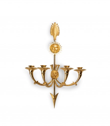 Paire de grandes appliques d'époque Empire par Claude Galle vers 1805 - Luminaires Style Empire