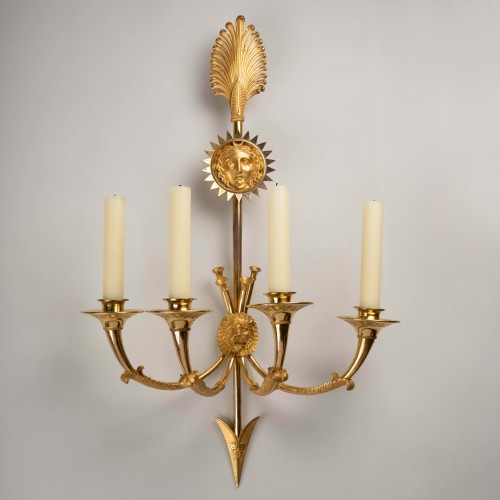 Lighting  - A pair of large Empire giltbronze arrow wall-lights by Claude Galle by 1805