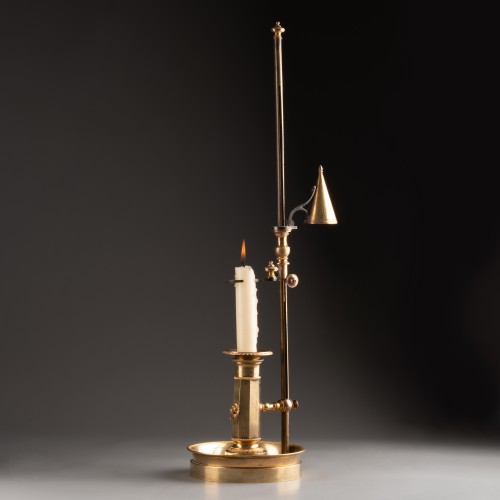 19th century - An Empire gilt-bronze candlestick with a mechanism