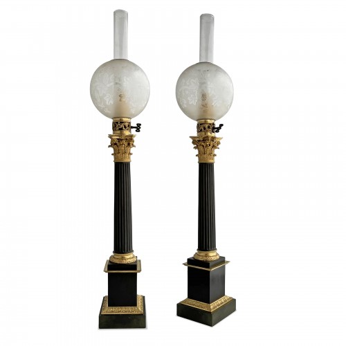 Paire de lampes Carcel d'époque Restauration