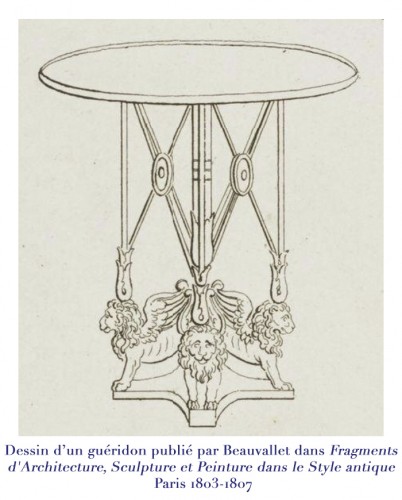 XXe siècle - Paire de guéridons néoclassiques d'après un dessin de Beauvallet