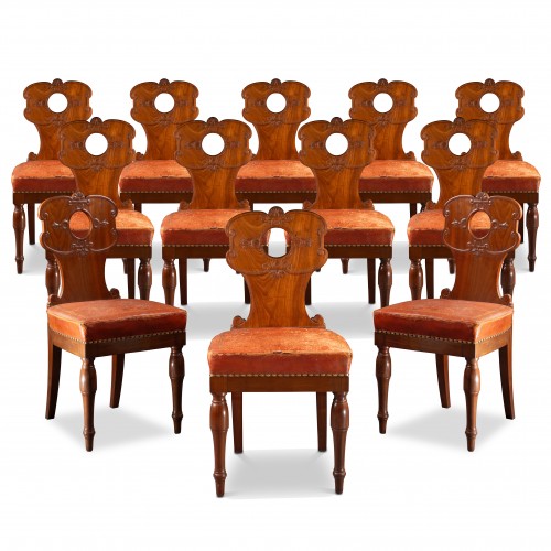 A set of twelve mahogany dining chairs signed JACOB