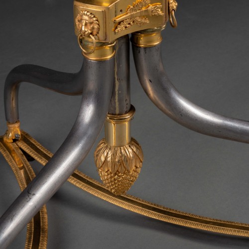A late 18th century polished steel and giltbronze campaign gueridon - 