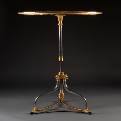 A late 18th century polished steel and giltbronze campaign gueridon - 