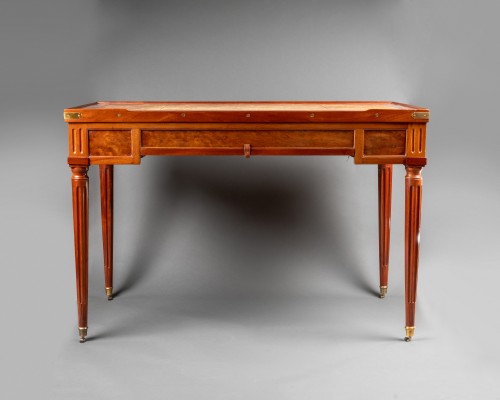 Louis XVI - A Louis XVI mahogany and ebony tric-trac table signed Ancellet