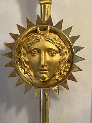Antiquités - Claude Galle - Paire d'appliques en bronze doré d'époque Empire au masque de Diane
