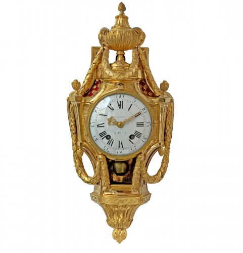 A late Louis XV neoclassical giltbronze cartel clock signed Le Roy