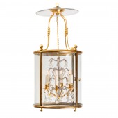 Grande lanterne cylindrique en bronze doré vers 1850