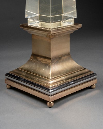  - Maison Jansen - Pair of Lucite obelisk lamps