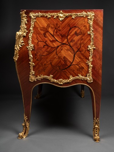 Pierre Roussel - Commode d'époque Louis XV en marqueterie de bois de bout - Mobilier Style Louis XV