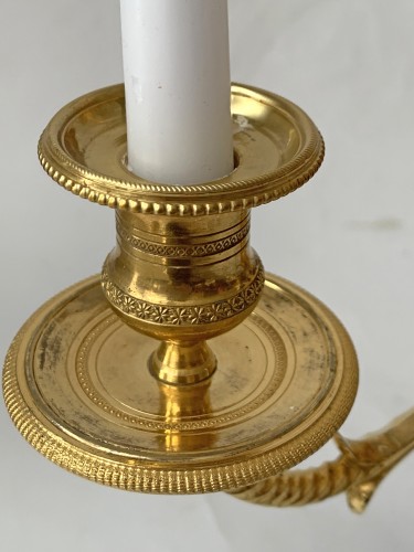 Paire de lampes bouillottes en bronze doré d'époque Directoire - Luminaires Style Directoire