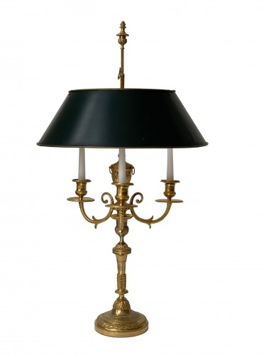 XVIIIe siècle - Paire de lampes bouillottes en bronze doré d'époque Directoire