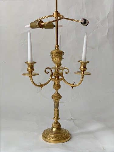 Paire de lampes bouillottes en bronze doré d'époque Directoire - Directoire