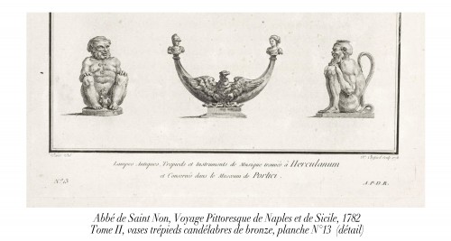 Antiquités - Paire de cassolettes en bronze vers 1805 en forme de lampes antiques