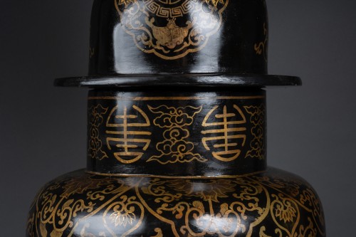 Grand vase couvert en papier maché, Chine dynastie Qing 19e siècle - Arts d