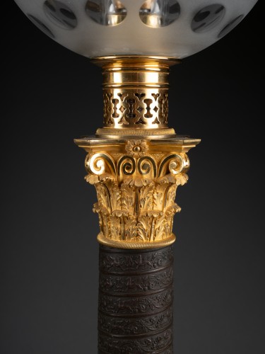 Lighting  - A pair of bronze Carcel Lamps in the form of Trajan&#039;s columns