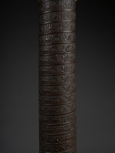 Paire de lampes Carcel en bronze en forme de colonnes trajannes - Galerie Philippe Guegan