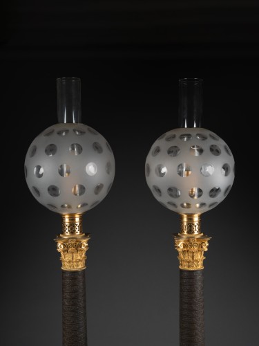 19th century - A pair of bronze Carcel Lamps in the form of Trajan&#039;s columns