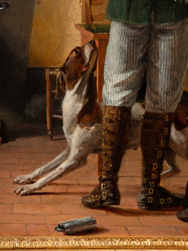 Abner Leroy (1791-1831) "Un intérieur, apprêts de Chasse" 1829 - 