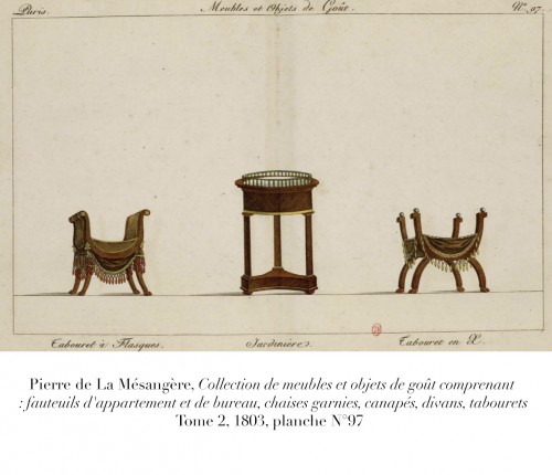 Sièges Fauteuil & Bergère - Paire de tabourets en acajou d'époque Consulat