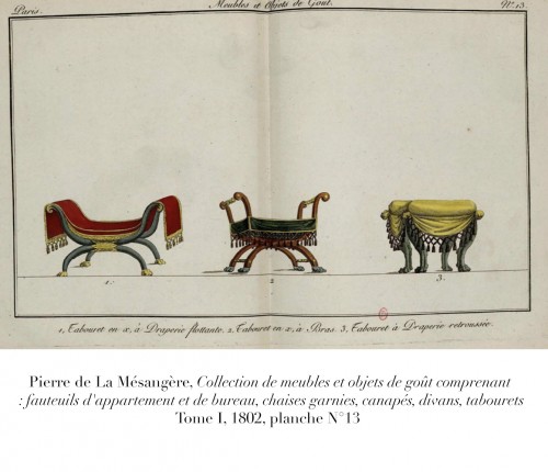 XIXe siècle - Paire de tabourets en acajou d'époque Consulat