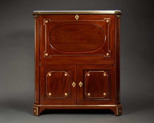 Secrétaire à la grecque en acajou massif vers 1765 estampillé  P.GARNIER - Mobilier Style 