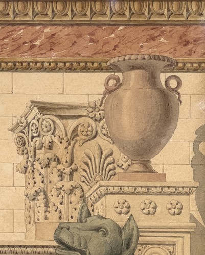19th century - Grandjean de Montigny. Tuscan architecture. Design for a frontispiece. 1810