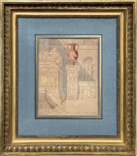 Grandjean de Montigny. Tuscan architecture. Design for a frontispiece. 1810 - Paintings & Drawings Style 