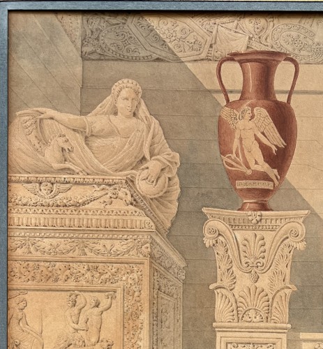 Paintings & Drawings  - Grandjean de Montigny. Tuscan architecture. Design for a frontispiece. 1810