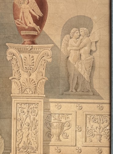 19th century - Grandjean de Montigny. Tuscan architecture. Design for a frontispiece. 1810