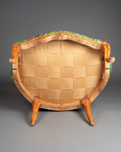 Bergère en cabriolet d'époque Louis XV estampillée Barthélemy-Jean Pinson  - Louis XV