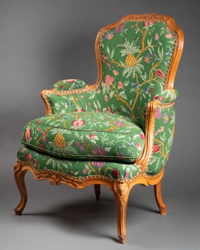 Louis XV - Bergère en cabriolet d'époque Louis XV estampillée Barthélemy-Jean Pinson 