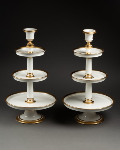 Manufacture Deroce -  Paire de présentoirs en porcelaine de Paris - Empire