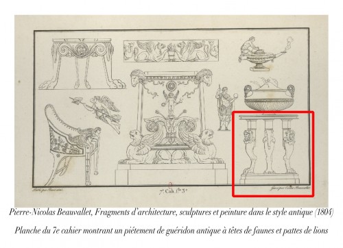 Antiquités - Gueridon d&#039;après l&#039;antique aux masques de faunes d&#039;époque Consulat