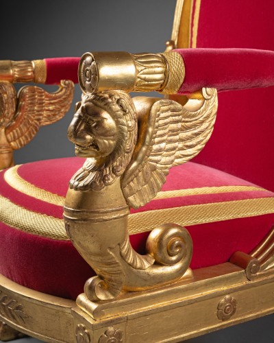 A Ceremonial giltwood Armchair Delivered for Lucien Bonaparte  - Seating Style Empire