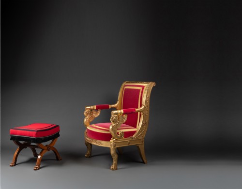 A Ceremonial giltwood Armchair Delivered for Lucien Bonaparte  - Empire