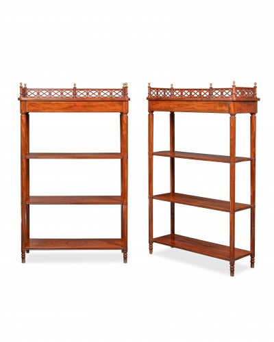 Paire de petites bibliothèques en acajou par Lesage d'époque Restauration