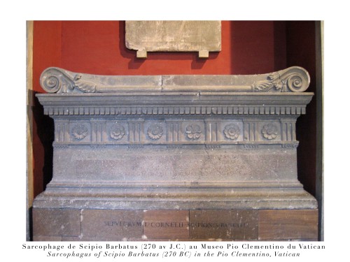 Antiquités - Souvenir du Grand Tour - Maquette en marbre du sarcophage de SCIPION BARBATUS