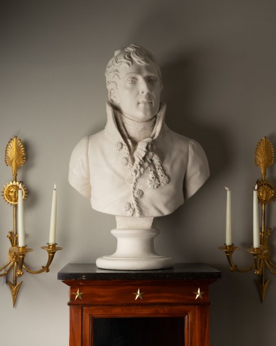 Antiquités - Buste de Charles de Rasse maire de Tournai par Dumortier. Plâtre, 1818