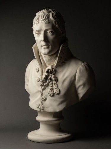 Antiquités - Buste de Charles de Rasse maire de Tournai par Dumortier. Plâtre, 1818