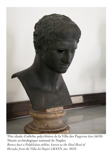 XIXe siècle - Souvenir du Grand Tour - Buste en bronze de jeune Hercule de la villa des Papyrus
