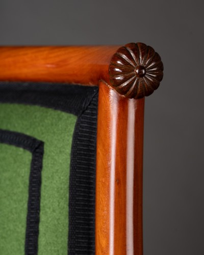  - A pair of French Consulate period mahogany bergères