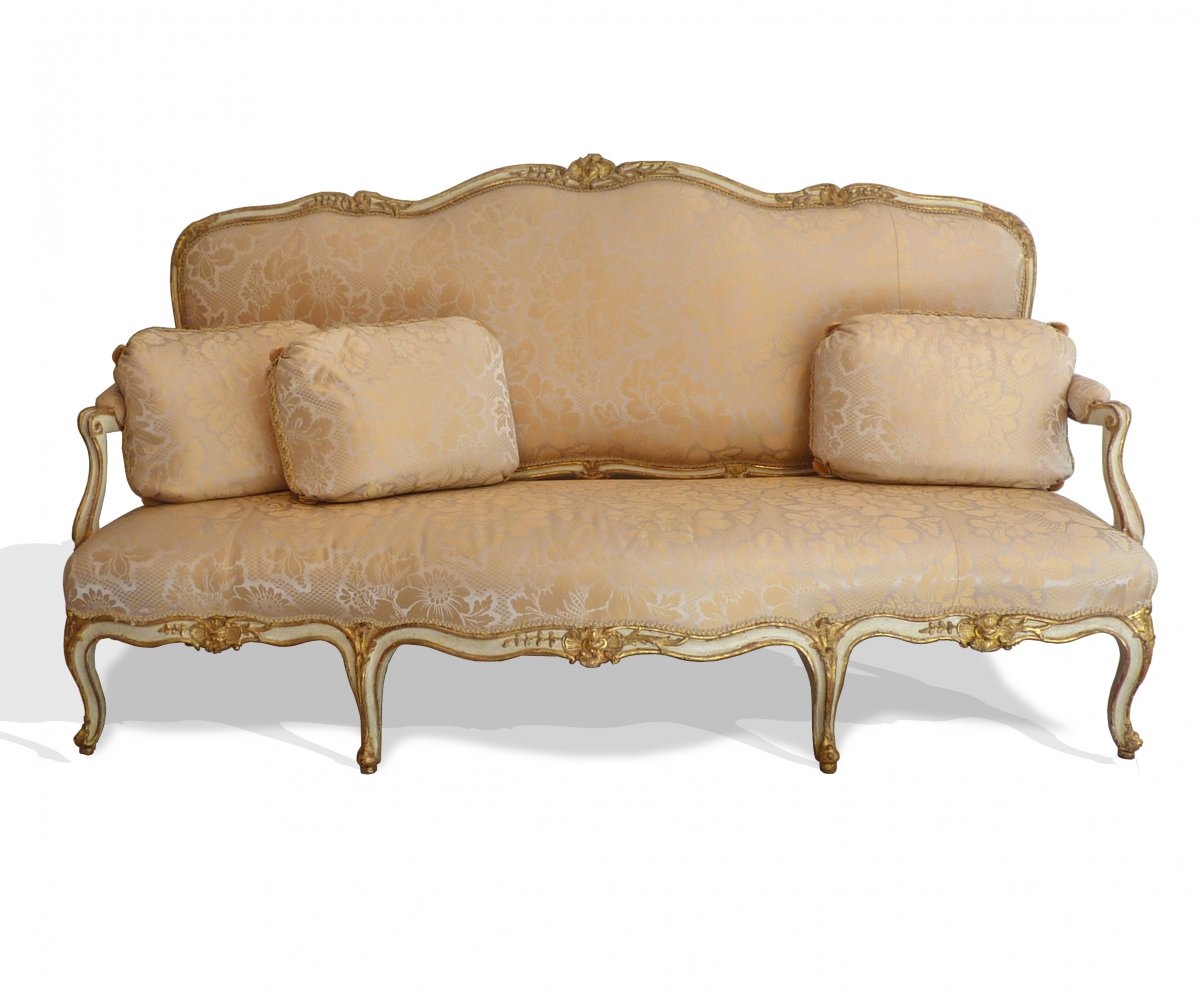 An Important Gilded And Lacquered Louis Xv Sofa Attributed To An Important Gilded And Lacquered Louis Xv Sofa Attributed To Cresson