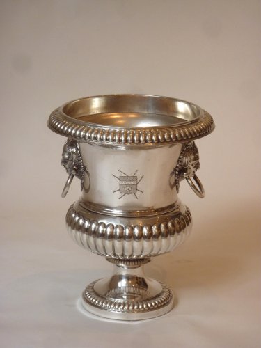 A pair of silver-plate urn-form wine coolers circa 1830 - 