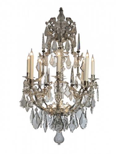 A Maria Theresia 19th century eight-light Bohemian crystal chandelier.